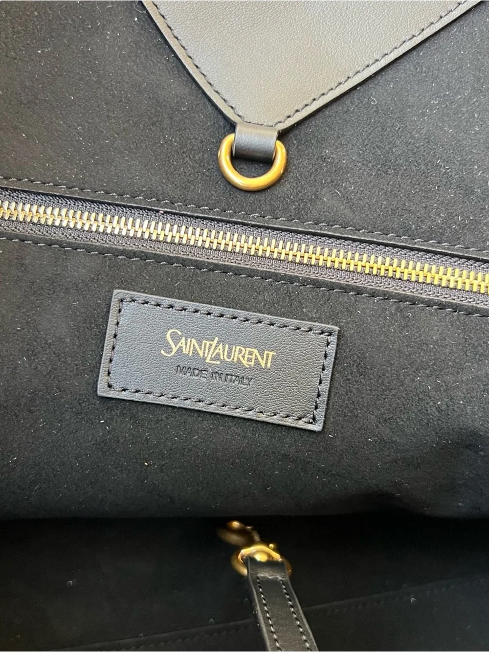 Saint Laurent Black Leather Shoulder Bag with Gold Hardware